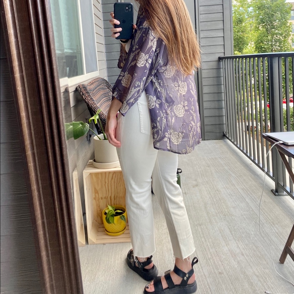Kimono floral white and purple
